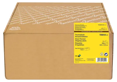 Productafbeelding van Avery Zweckform® TD8050-25 Thermoetikettrollen - 102 x 152 mm, permanent haftend, 2 Rollen =  950 Stück