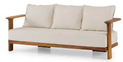 Produktbild von Gartenlounge Set 3-Sitzer Sofa Sessel Beige Kissen Komfort Modern