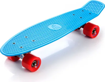 Produktbild von Skateboard Komplette 22" Mini Cruiser Board Retro Komplettboard für Anfänger Kinder Jugendliche Erwachsene, 56x15cm Meteor neon blau/rot/silbern