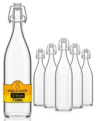 Produktbild von 12x Glasflasche 750ml Flaschen zum Befüllen Einmachgläser Bügelverschluss leere Flaschen Bügelflaschen Schnapsflaschen Likörflaschen Saftflaschen