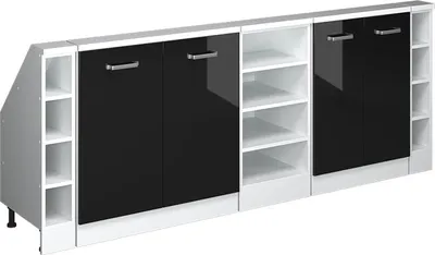 Produktbild von Dachschrägenschrank-Set Vicco Rion Schwarz Hochglanz 5er Set, Model 56061