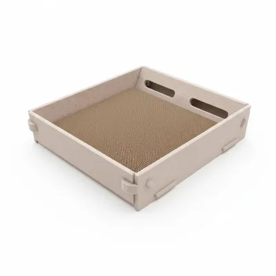 Produktbild von Katzenhaus Katzenhöhle Kratzbrett mit Kratzpappe für Katzen 60×31×27 cm – Katzenbett, Kratzfläche, Katzenversteck, Katzenzelt, Katzentunnel - Beige