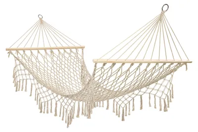 Produktbild von Garten Hängematte Boho Mesh Quaste 200cm ecru
