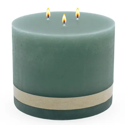 Produktbild von 1.09 3 Docht Kerze XL - ca. 14 x 14 cm - unparfümiert - Farbe: Grün