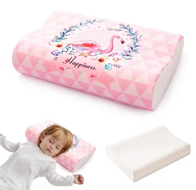 Imagen del producto de Almohada ergonómica para niños, de 45 x 27 x 6 cm, con funda extraíble y transpirable