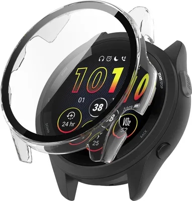 Produktbild von Strap-it Schutzhülle mit Glasplatte – Passend für Garmin Forerunner 265s – Transparent – ​​Hülle mit Displayschutzfolie