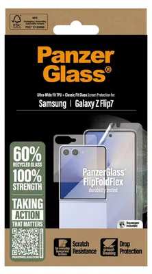 Produktbild von PanzerGlass ® Displayschutz Samsung Galaxy Z Flip7 | Glass & Folie, Samsung, Samsung - Galaxy Z Flip7, Trockene Anwendung, Kratzresistent, Schockresistent, Transparent, 1 Stück(e)