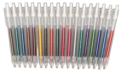 Obrázek produktu pro Třpytivé gelové pera, průhledný držák pera, inkoust 1,0 mm, barevné, sada s klipem pro děti a dospělé, 18 barev