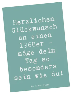 Produktbild von Mr. & Mrs. Panda Ansichtskarte Spruch 1968 Geburtstag - Meeresbrise - Geschenk, Kunstkarten, Erinnerungen, Herzlichen Glückwunsch, Grußkarte, Geburtstagsgeschenk, Tag