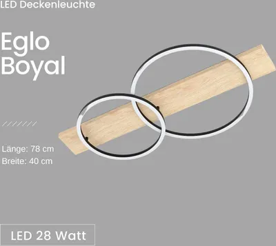 Obrázok produktu pre Stropné svietidlo Eglo Boyal LED wood black 2-svetelné 28-wattové stropné svietidlo
