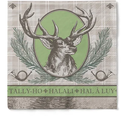 Produktbild von Tissue Serviette Halali, 40 x 40 cm, 100 Stück - Mank - Jagdmotiv Hirsch