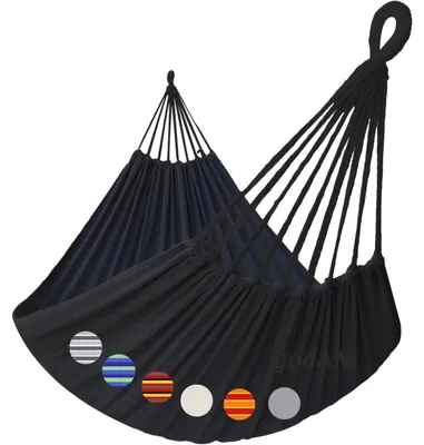 Productafbeelding van Hängmat voor 2 personen, 220x150 cm, canvas katoen, zwart, XXL