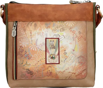 Produktbild von Anekke Umhängetasche Peace & Love Square Crossbody Bag Camel mehrfarbig