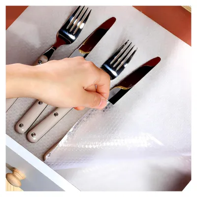 Produktbild von Schubladenmatte aus EVA – Wasserabweisend und zuschneidbar – Antirutschmatte für Küche, Bad und Schrank-Innenschutz (Transparent, 44,5 x 400 cm)
