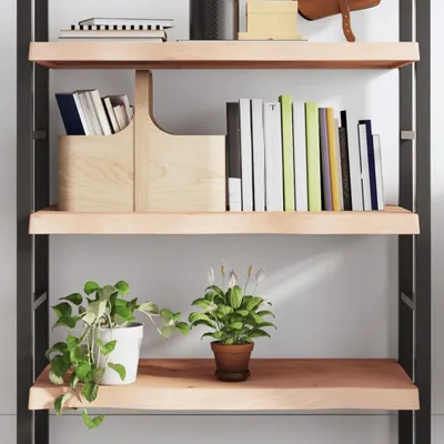 Image de Meuble de rangement mural - Étagère 80x50x(2-6) cm, bois massif chêne, non traité