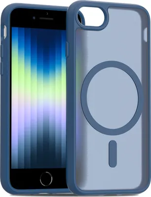 Immagine prodotto di Custodia magnetica per iPhone 7 / 8 / SE 2020 / SE 2022, compatibile con MagSafe, retro traslucido opaco, resistente agli urti Blu scuro