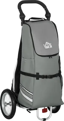 Obrázek produktu pro Nákladní Přívěs A Nákupní Vozík 2V1 Pro Přívěsy Za Jízdní Kola, Se Spojovacími Svorkami, 24,3Kg, 55L, Hliník+Oxford, Šedá+Stříbrná, 53X43X110Cm