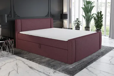 Produktbild von Boxspringbett SKULI 120 x 200 mit 2 Bettkästen, Bonell-Matratze und Topper. Farbe: Violett