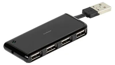 Produktbild von ViVanco™IT-USBHUB4SL, USB 2.0, USB 2.0, USB 2.0, 480 Mbit/s, Schwarz, USB