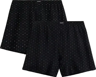 Produktbild von Atlantic Herren Boxershorts 2er-Pack - Bequeme Baumwollunterwäsche mit Print, Atmungsaktiv, Schwarz, Lockerer Schnitt, Herbst/Winter 2025 Kollektion, Weicher Bund, Für Männer S