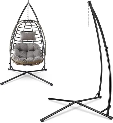 Produktbild von Hängesessel Gestell Hängemattengestell aus Metall Hängesessel-Ständer 150kg für Hängesessel im Innenbereich, Schlafzimmer, Garten (L x W x H)120 x 120 x 210cm
