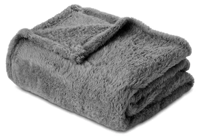 Produktbild von Flauschige Kuscheldecke, warme Wohndecke für Winter, weiche Fleecedecke als Überwurf für Sofa oder Bett, Tagesdecke (Dunkelgrau, 220 x 240 cm)