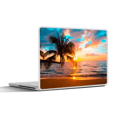 Produktbild von MuchoWow® Laptop Aufkleber Sticker Cover Palme - Sonnenuntergang - Horizont - Strand - Meer - Tropisch 40x30 cm - Laptop Dekoration - Selbstklebend