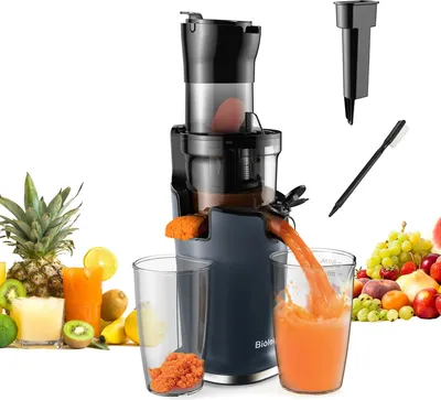 Produktbild von Slow Juicer Entsafter - SJ-017 - Kaltpressung - Motor 200 W - Breite 78 mm Einfüllöffnung - Ganze Früchte & Gemüse - EU-Stecker - RoHS