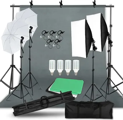 Obrázek produktu pro Sada pro fotografické studio, stojan na pozadí 2,6 x 3 m, softboxy 50 x 70 cm, sada pro fotografické studio 53