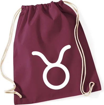 Produktbild von Huuraa Turnbeutel Stier Sternzeichen Zeichen 12 Liter Burgundy Baumwolle Rucksack Geschenkidee