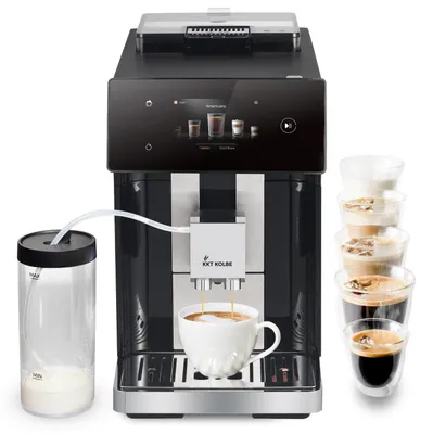 Produktbild von KKT KOLBE Pro Kaffeevollautomat mit Milchbehälter, Milchschaumdüse und Zubehör, 2 Tassen-Funktion, 15 Bar, 7-stufiges Mahlwerk, TFT Touchscreen