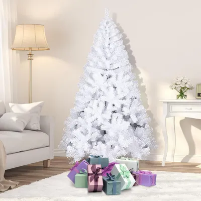 Immagine prodotto di Izrielar Albero di Natale artificiale 150 cm Abete con supporto per decorazione natalizia riutilizzabile Bianco