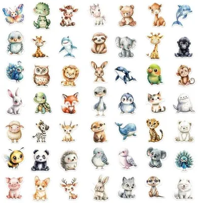 Set von 100 Tierstickern für Kinder, perfekt für kreative Projekte