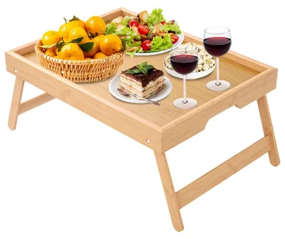 Produktbild von Bambus Beddienblad mit klappbaren Beinen, 40 x 30 x 19 cm, für Frühstück im Bett