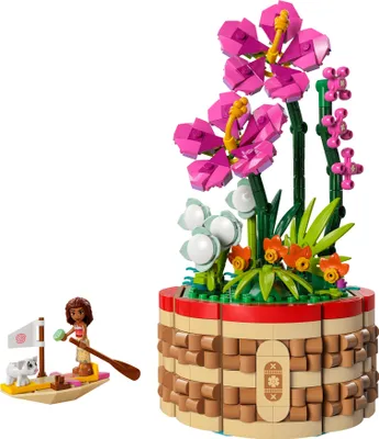 Produktbild von LEGO ǀ Disney Vaianas Blumentopf, Spielset mit baubarer Spielzeugblume, Spielfigur und Schwein, versteckten Räumen und Segelboot, Geschenk für Mädchen und Jungen 43252