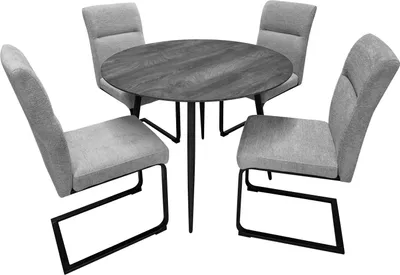 Produktbild von Sitzgruppe Liron Tisch und 4 Schwingstühle Grau