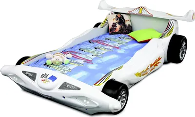 Produktbild von Weißes Kinderbett Luxus Rennauto Designer Holz Kinderzimmer Möbel Neu
