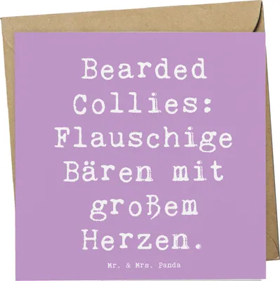 Produktbild von Mr. & Mrs. Panda Grußkarte Spruch Bearded Collie Bärenherz - Lavendeltraum - Geschenk, faltkarte, Verspieltheit, Hunderassen, Charakter, anlasskarte, Klappkarte, Kuscheln