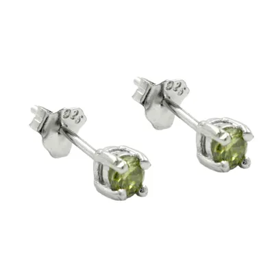 Produktbild von Ohrstecker Ohrring 3mm Glasstein oliv rhodiniert Silber 925 silber 3mm