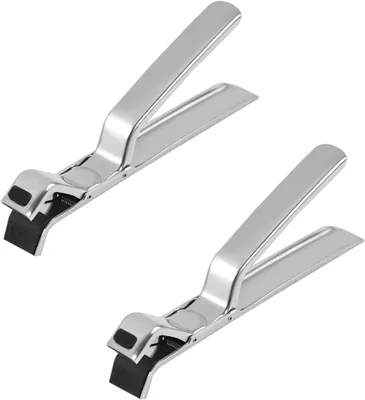 Image de Pinces anti-brûlure en acier inoxydable, lot de 2, avec coussinets en silicone antidérapants, pour manipuler les poêles chaudes