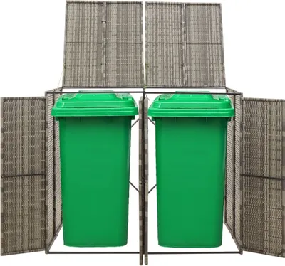 Produktbild von vidaXL Mülltonnenbox für 2 Tonnen Grau 140x80x117 cm Poly Rattan