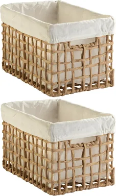 Produktbild von Aufbewahrungskörbe - 30 x 19 cm - Beige - Braun - mit Stoffeinsatz - 2er Set