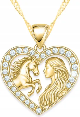 Immagine prodotto di Collana cuore d'oro da donna con cuore di cavallo e zirconi, argento 925