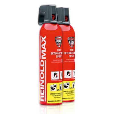 Produktbild von XENOTEC Premium Feuerlöschspray – 2er Set - 750ml – Stopfire – Autofeuerlöscher – REINOLDMAX – wiederverwendbar – geeignet für Fettbrände – 2 x 750g