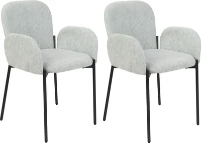Produktbild von BELIANI Esszimmerstuhl 2er Set Mintgrün Stoffbezug mit Schwarzen Metallbeinen Hohen Armlehnen Retro Wohnzimmer Essbereich Flur Ausstattung Möbel