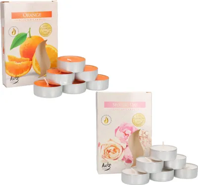 Zdjęcie produktu dla KOTARBAU® Zestaw 12 swieczek zapachowych podgrzewaczy o zapachu Orange Special Day Czas palenia 4 godziny