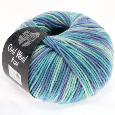 Produktbild von Lana Grossa Cool Wool 2000 Print 728 Himmelblau/Helltürkis/Natur 50g