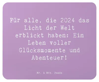 Produktbild von Mr. & Mrs. Panda Mauspad Spruch 2024 Geburtstag Glücksmomente - Lavendeltraum - Geschenk, mausteppich, Mouse Pad, Geburtstagsgeschenk, computer mousepad, pc, Leben feiern