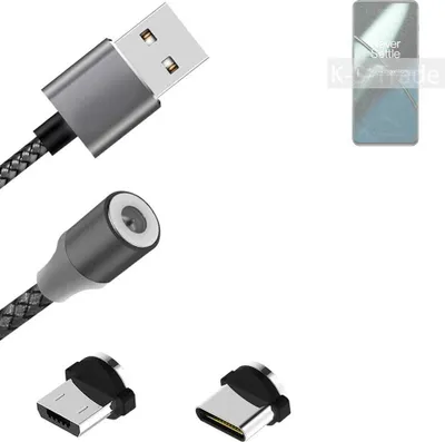 Produktbild von K-S-Trade Hochwertiges Magnet-Lade-kabel Sync-Kabel Daten-Kabel für OnePlus 11 mit USB-Typ-C-Anschluss und Micro-USB-Anschluss 2A bis zu 480mbps