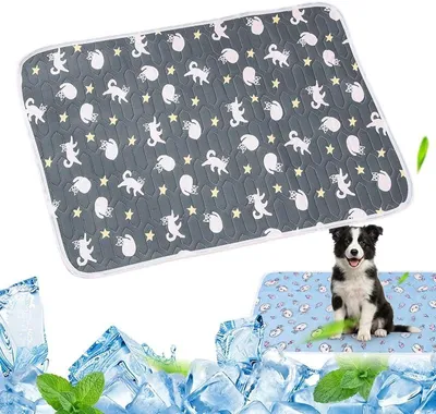 Produktbild von Kühlmatte Hund selbstkühlend 90x70cm, Kühlmatte Katze mit rutschfester Unterseite, waschbare Haustiermatte für Sommer, Auto, Zuhause und Reisen